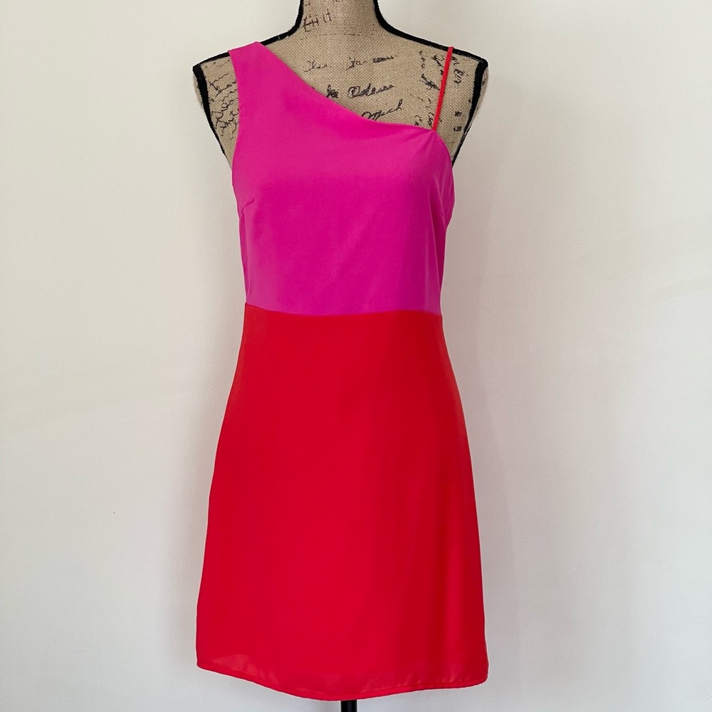 Sugar Lips Pink Red Asymmetrical Dress size M